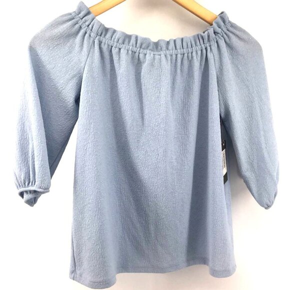 Vince Camuto Women's Bluebell Tie Back 3/4 Sleeve Off Shoulder Top Blue XXS New‎ - Picture 6 of 6